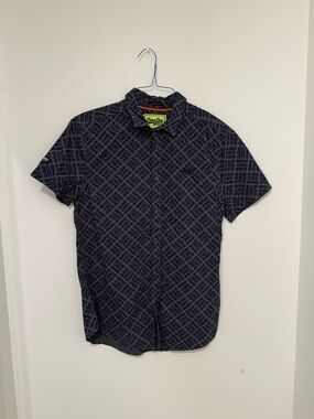Superdry Navy All-Over Logo Short Sleeve Shirt